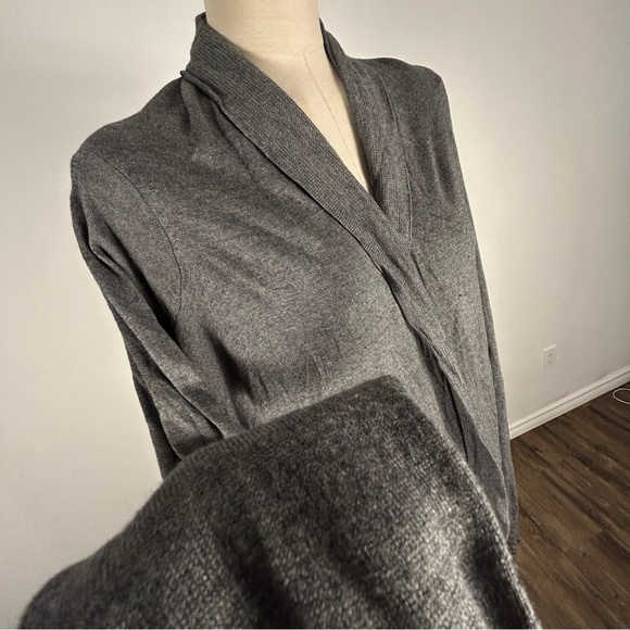 Talulah Babaton Silk Cashmere Cardigan Grey Open Front Long Sleeve Sweater - Picture 4 of 11